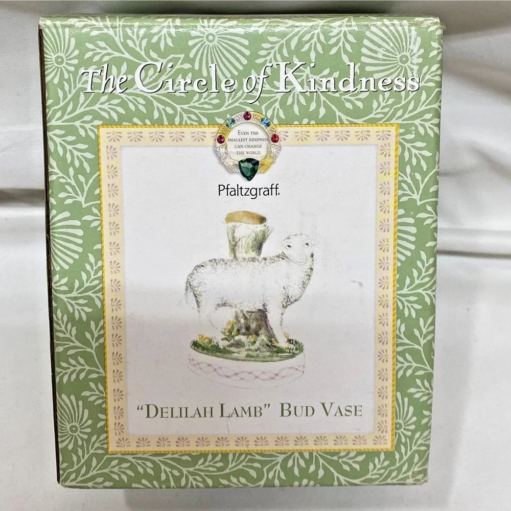 Vintage Pfaltzgraff Circle of Kindness Delilah Lamb Sheep Ceramic Bud Vase NIB